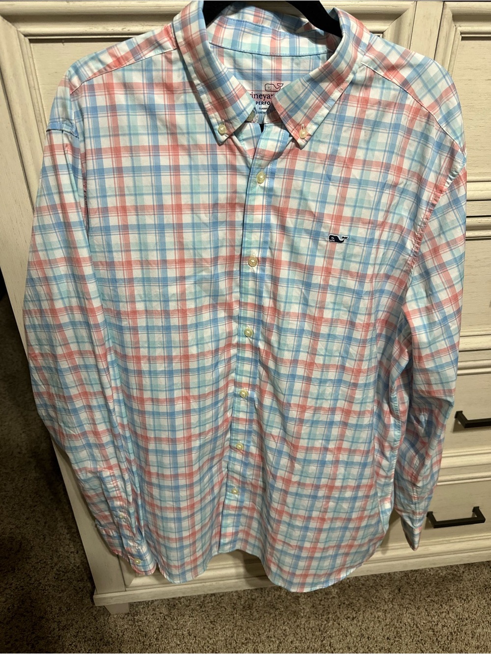 Vineyard Vines Men's Pastel Blue & Pink Plaid Button-Down Shirt